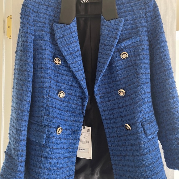Zara Jackets & Blazers - Blue Tweed Zara Blazer